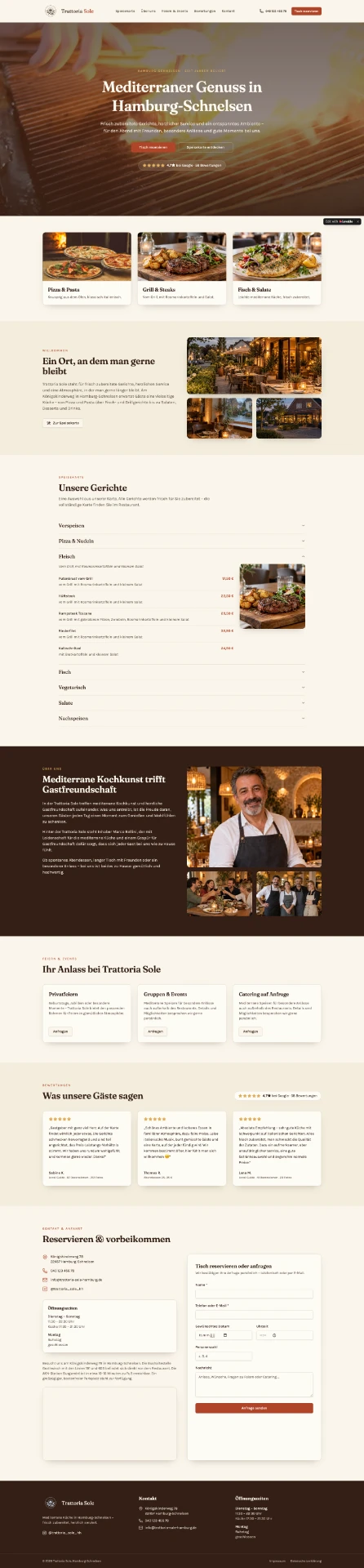 Restaurant-Website, Computer-Ansicht